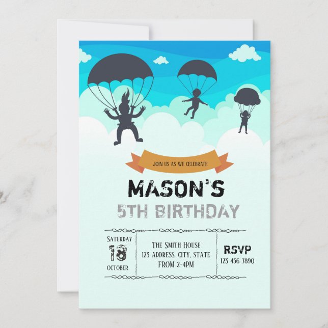 Skydiving Einladung (Vorderseite)