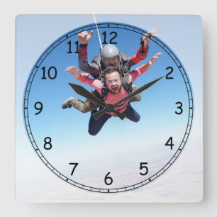 Skydiving Fun Quadratische Wanduhr