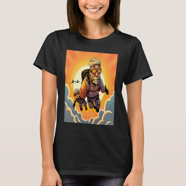 Skydiving Instructor Sunset Skydiving Dad T-Shirt (Vorderseite)