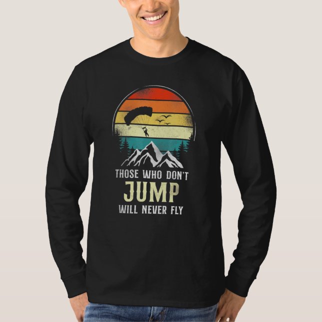 Skydiving Jump Fly Parachute Paraglide Retro T-Shirt (Vorderseite)