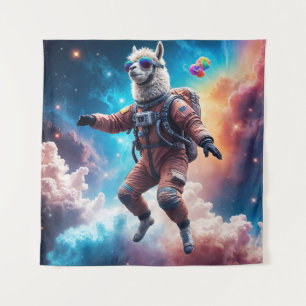 Skydiving Llama in Candy Nebula Wandteppich