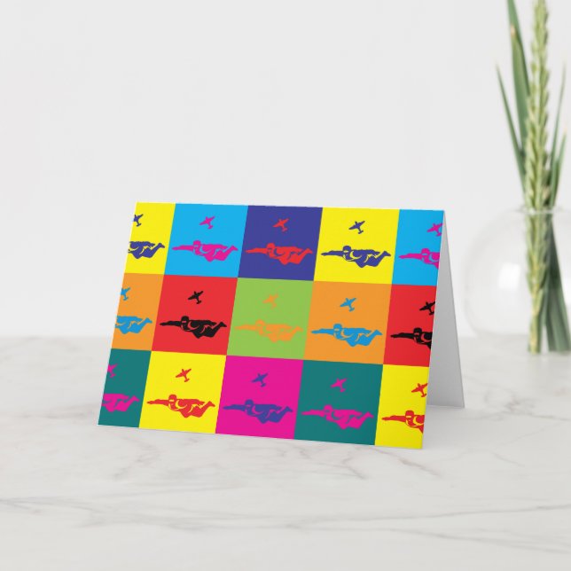 Skydiving Pop Art Karte (Vorderseite)