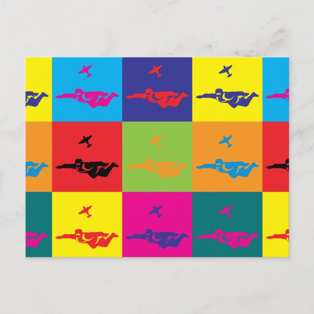 Skydiving Pop Art Postkarte (Vorderseite)