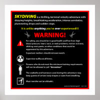SKYDIVING Themenpark Warnzeichen