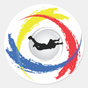 Skydiving Tricolor Emblem Runder Aufkleber