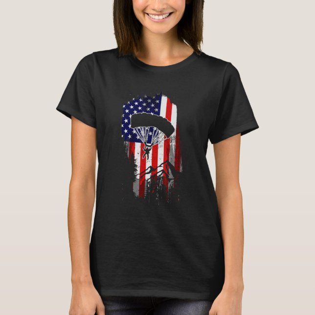 Skydiving USA American Flag Patriotic Skydiver Jul T-Shirt (Vorderseite)