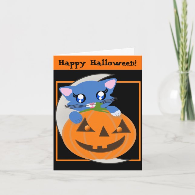 Skye Pumpkin Moon Toon Kitty Card Karte (Vorderseite)