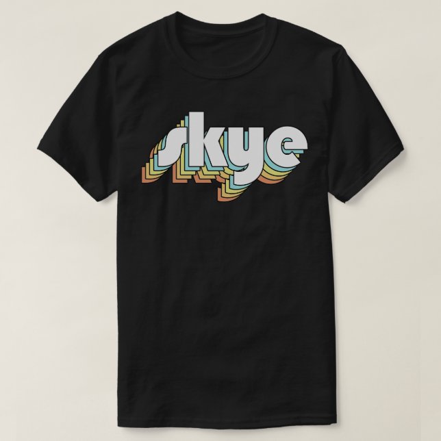 Skye Retro Rainbow Typografie verblasster Stil T-Shirt (Design vorne)