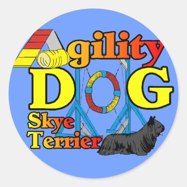 Skye_Terrier_Agility Runder Aufkleber (Vorderseite)