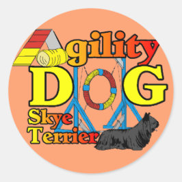 Skye_Terrier_Agility Runder Aufkleber