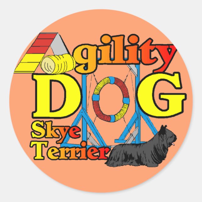 Skye_Terrier_Agility Runder Aufkleber (Vorderseite)
