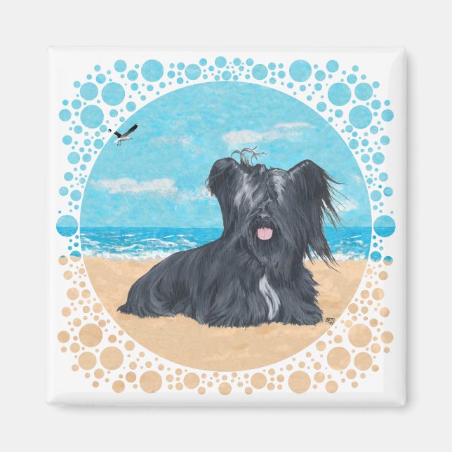 Skye Terrier am Strand Magnet (Vorne)