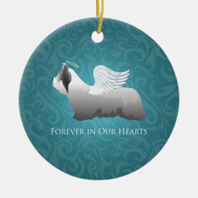 Skye Terrier Angel Design Keramik Ornament (Vorne)