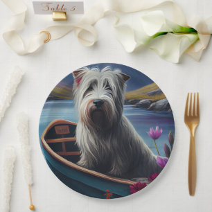 Skye Terrier auf einem Paddel: Ein landschaftliche Pappteller