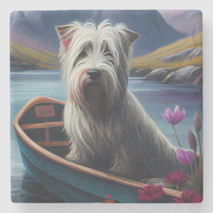 Skye Terrier auf einem Paddel: Ein landschaftliche Steinuntersetzer