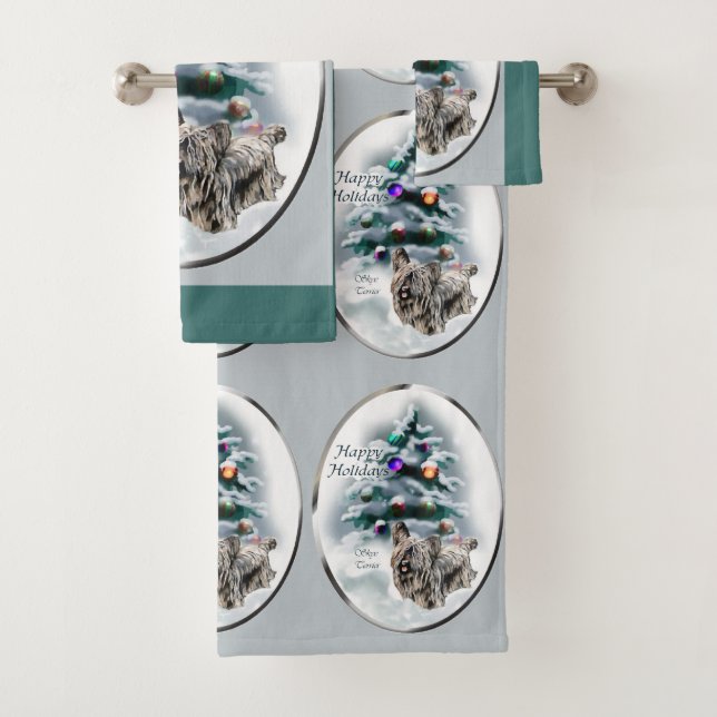 Skye Terrier Christmas Badhandtuch Set (Insitu)
