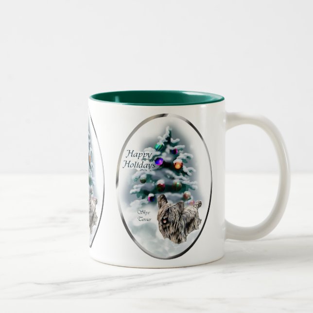 Skye Terrier Christmas Geschenke Zweifarbige Tasse (Rechts)