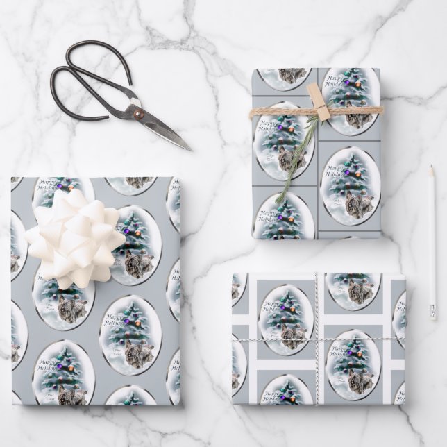 Skye Terrier Christmas Geschenkpapier Set (Vorderseite)