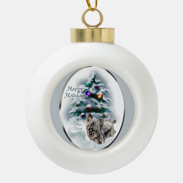 Skye Terrier Christmas Keramik Kugel-Ornament (Vorderseite)