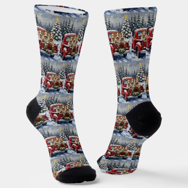 Skye Terrier Christmas Red Truck Holiday Socken (Gewinkelt)