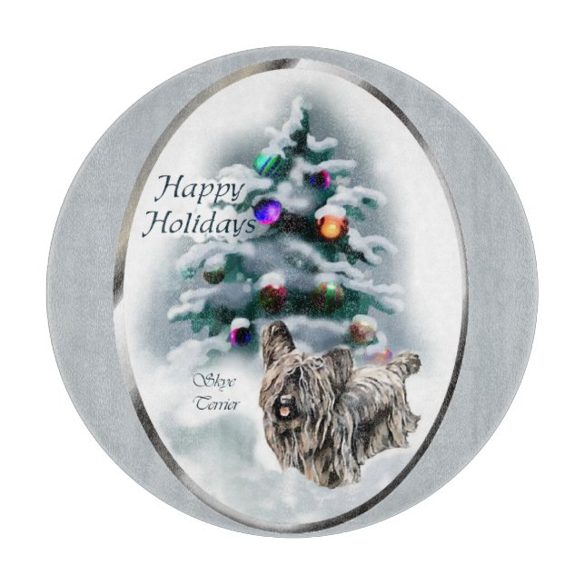 Skye Terrier Christmas Schneidebrett (Vorderseite)