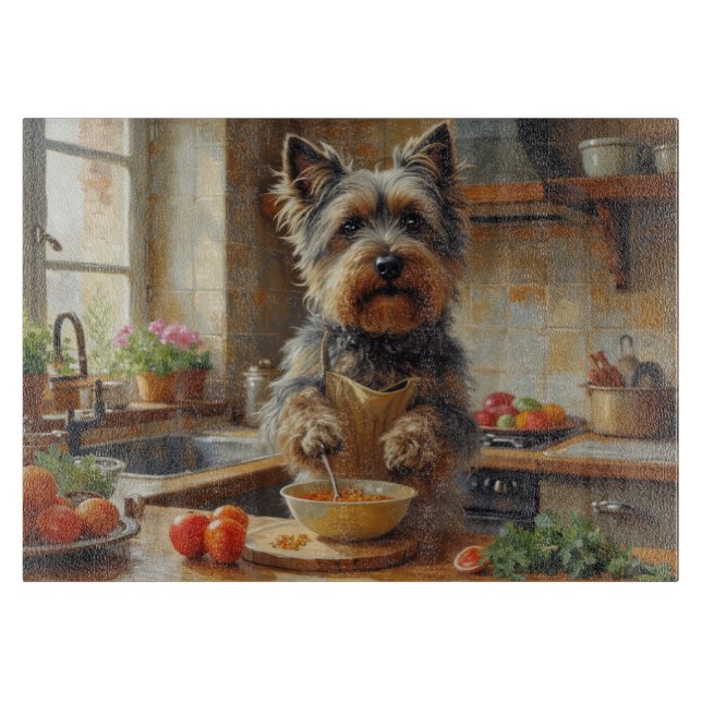 Skye Terrier Cooking in Kitchen Schneidebrett (Vorderseite)