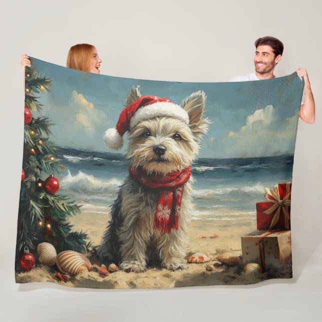 Skye Terrier Dog Christmas Vintag Beach Fleecedecke (Beispiel)