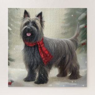 Skye Terrier Dog in Snow Weihnachten Puzzle