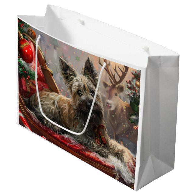 Skye Terrier Dog Weihnachtsfest Große Geschenktüte (Vorderseite Schrägansicht)