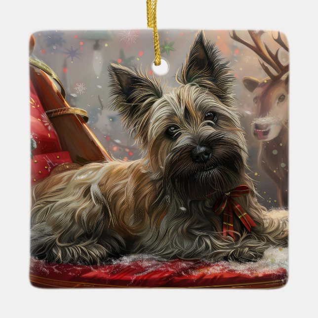 Skye Terrier Dog Weihnachtsfest Keramikornament (Vorderseite)