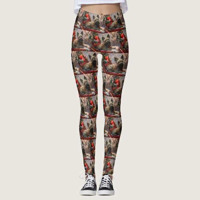 Skye Terrier Dog Weihnachtsfest Leggings (Vorderseite)