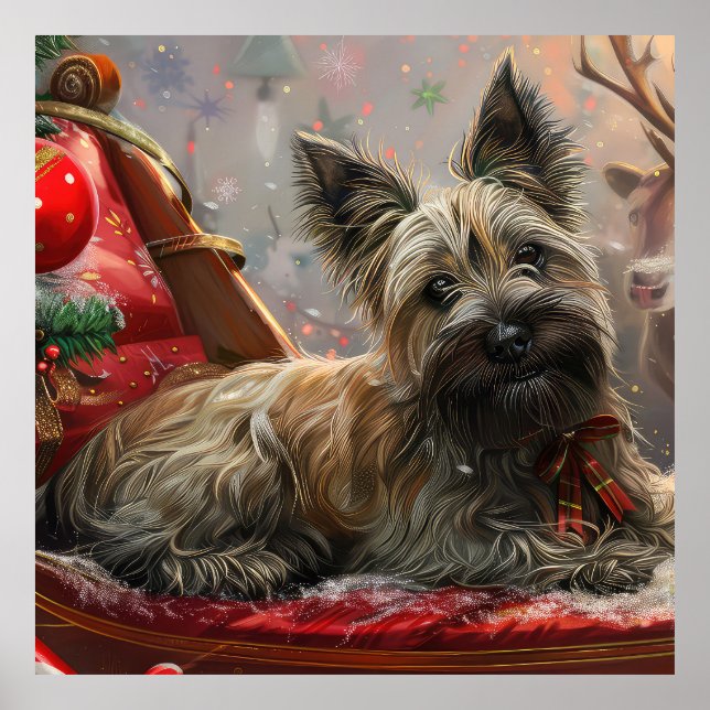 Skye Terrier Dog Weihnachtsfest Poster (Vorne)