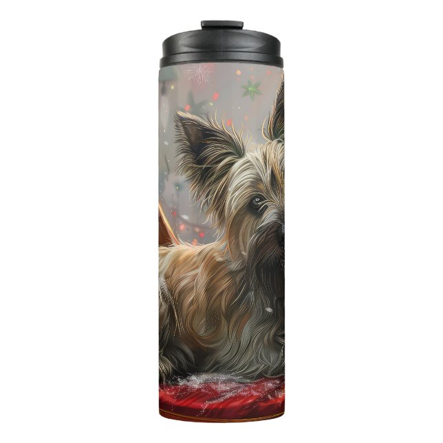 Skye Terrier Dog Weihnachtsfest Thermosbecher (Vorderseite)