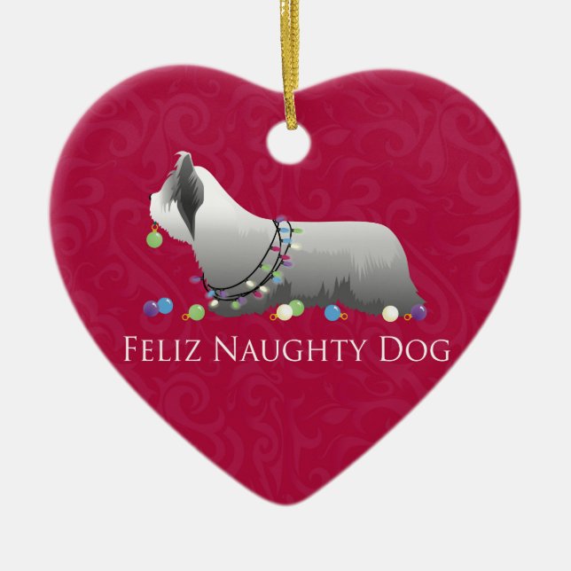 Skye Terrier Frohe Weihnachtsgestaltung Keramik Ornament (Vorne)