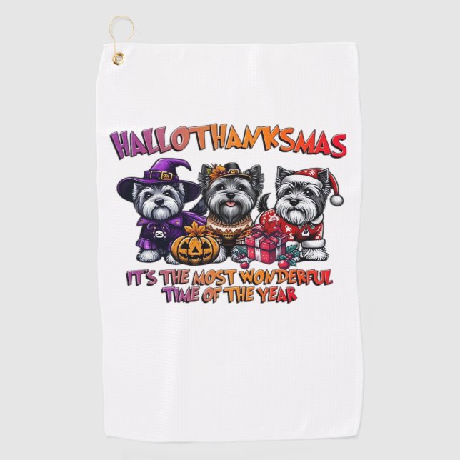 Skye Terrier Halloween Erntedank Weihnachtsklas Golfhandtuch (Vorderseite)