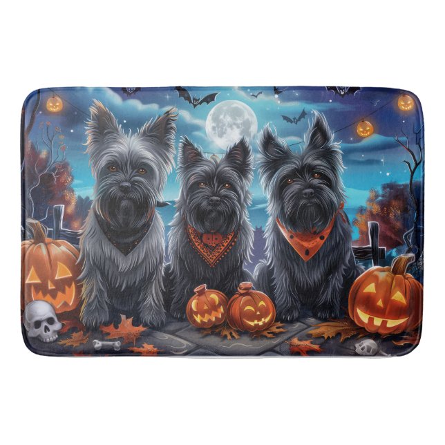 Skye Terrier Halloween Spooky Badematte (Vorderseite)
