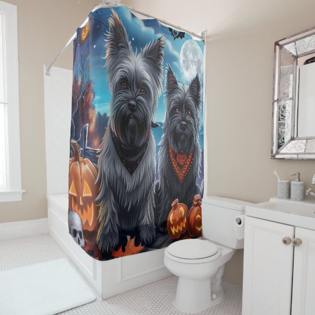 Skye Terrier Halloween Spooky Duschvorhang (Beispiel)