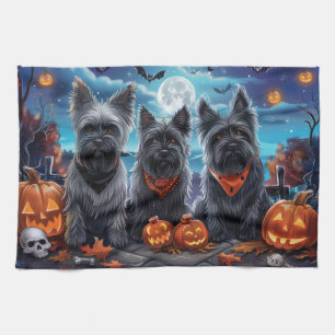 Skye Terrier Halloween Spooky Geschirrtuch