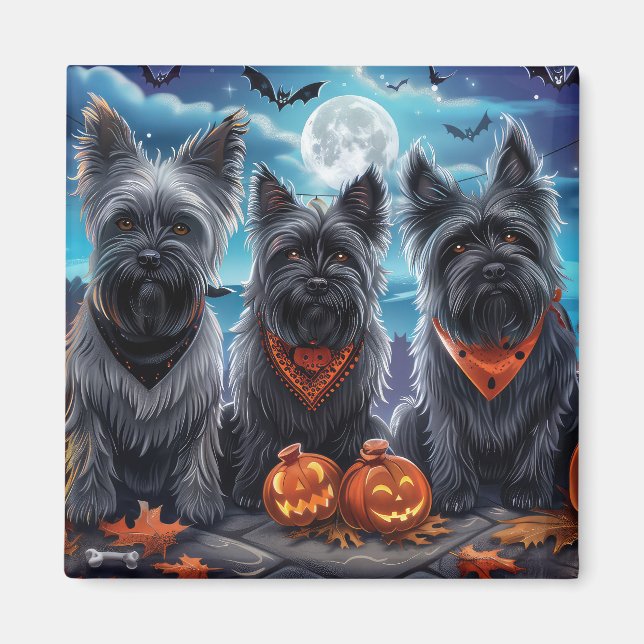 Skye Terrier Halloween Spooky Magnet (Vorne)