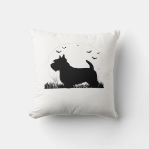 Skye Terrier Hund � Halloween Mond Silhouette Klas Kissen