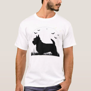 Skye Terrier Hund � Halloween Mond Silhouette Klas T-Shirt