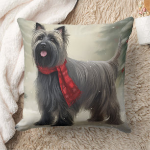 Skye Terrier Hund im Schnee Weihnachten Kissen