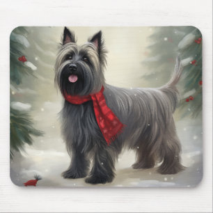 Skye Terrier Hund im Schnee Weihnachten Mousepad