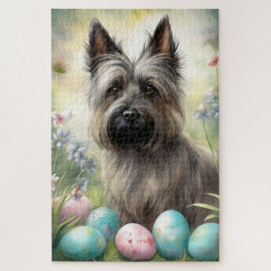 Skye Terrier Hund mit Ostereiern Urlaub Puzzle