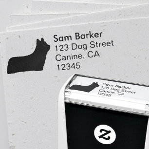 Skye Terrier Hund Rasse Silhouette Rücksendeadres Permastempel