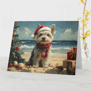 Skye Terrier Hund Weihnachten Vintage Strand Karte
