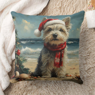 Skye Terrier Hund Weihnachten Vintage Strand Kissen