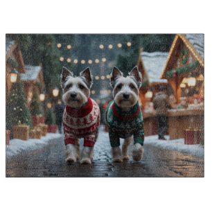 Skye Terrier Hunde Weihnachten Schnee Feiertag Schneidebrett