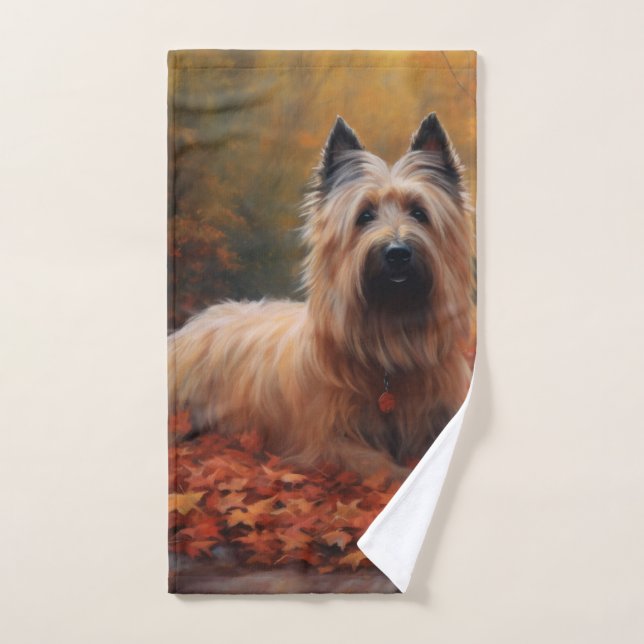 Skye Terrier im Herbst Leaves Fall Inspiriert Badhandtuch Set (Handtuch)
