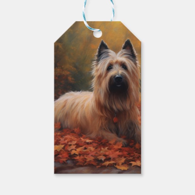 Skye Terrier im Herbst Leaves Fall Inspiriert Geschenkanhänger (Vorderseite)